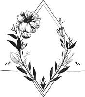 lisse floral abstraction main tiré iconique emblème capricieux botanique essence noir minimaliste logo vecteur