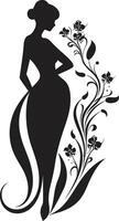 artistique floral tenue élégant vecteur emblème minimaliste Floraison la fusion noir femme conception