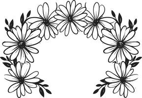 écoulement Marguerite grandes lignes noir vecteur logo icône Marguerite fleur emblème noir vecteur logo conception