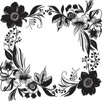 capricieux fleur frontière noir Cadre conception enchanté floral bordure noir vecteur emblème
