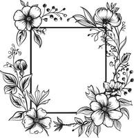 enchanteur jardin noir Cadre logo complexe bouquet floral vecteur icône conception