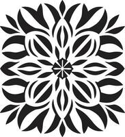 symétrique jardin géométrique floral tuile icône complexe motifs noir vecteur fleurs