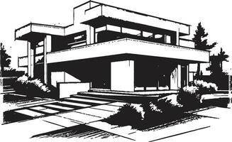 contemporain villa plan iconique structure dans vecteur conception moderne villa architecture emblématique vecteur icône de contemporain conception