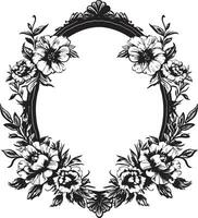 royal floral frontière noir vecteur Cadre charmant fleur Cadre décoratif noir emblème