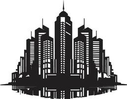 gratte-ciel ville vue esquisser multiétage bâtiment dans vecteur icône centre ville la tour silhouette multiétage paysage urbain vecteur logo