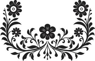mosaïque pétales noir vecteur floral modèle botanique grille géométrique tuile logo