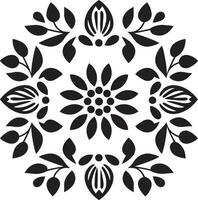 noir élégance géométrique floral conception floral mosaïque vecteur tuile emblème