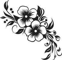 ancien encré jardin contes noir emblématique croquis noir fleur symphonie graphite main tiré logo Icônes vecteur