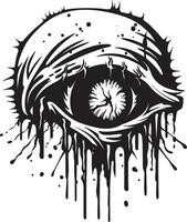 effrayant Mort-vivant coup d'oeil noir zombi œil logo inquiétant zombi regard terrifiant noir vecteur