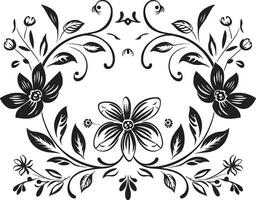 élégant noir bouquets complexe floral logo Icônes noir pétale chuchote fabriqués à la main noir vecteur emblème dessins