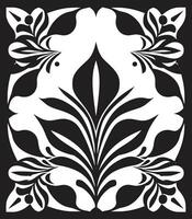 structuré fleurs géométrique tuile logo en mosaïque fleurit noir vecteur emblème
