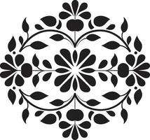 à motifs jardin noir vecteur tuile icône géométrique pétale conception floral vecteur logo