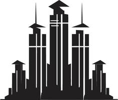 ville vue la tour illustration multiétage bâtiment dans vecteur icône métropolitain multiétage silhouette paysage urbain vecteur logo icône