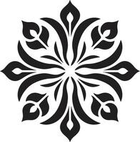 symétrique fleurit géométrique floral icône conception botanique la grille noir vecteur modèle logo