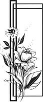 élégant minimaliste bouquet noir vecteur logo élément lisse floral abstraction main tiré iconique emblème