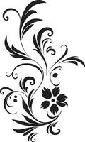 élégant floral subtilités fabriqués à la main vecteur emblème capricieux noir bouquet noir iconique logo élément