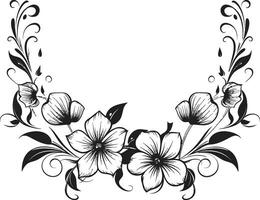 natures carnet de croquis noir vecteur logo fabriqués à la main Botanica floral élément conception