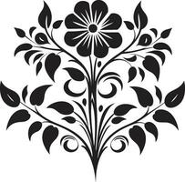 élégant botanique subtilités noir iconique conception mystique floral la fusion main rendu noir vecteur icône