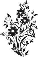 mystique floral essence fabriqués à la main iconique logo dynamique noir fleurit noir vecteur logo élément