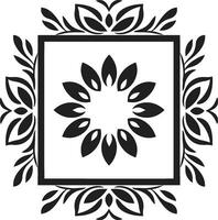 botanique pavages noir vecteur floral conception pétale motifs géométrique floral icône sur noir tuile