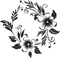 élégant floral subtilités main rendu vecteur icône noir botanique fleurir noir vecteur logo emblème