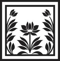 structuré jardin géométrique floral vecteur icône floral grille noir vecteur tuile modèle