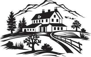pastorale résidence marque Les agriculteurs maison vecteur icône campagne habitation impression ferme vecteur emblème