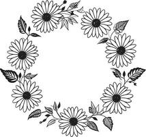 structuré floral Halo noir vecteur logo conception éthéré Marguerite enceinte noir vecteur logo