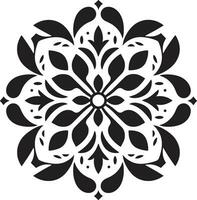 fleur géométrie vecteur tuile icône pétale harmonie noir floral emblème