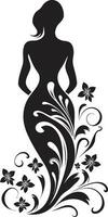 artistique fleur ensemble élégant vecteur femme dans plein Floraison minimaliste floral profil noir femme logo avec fleurs