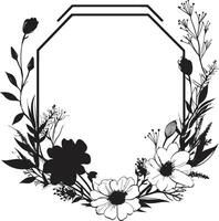 Facile floral composition élégant noir emblème conception lisse fabriqués à la main tourbillon minimaliste iconique logo vecteur