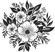 noir fleur gravures complexe noir emblème vecteurs encre noir botanique sérénade ancien main tiré fleurs vecteur