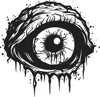 sinistre regard noir vecteur effrayant œil démoniaque zombi œil terrifiant noir icône