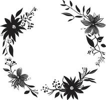 ancien Cadre élégance décoratif noir logo sculpté Floraison frontière noir floral emblème vecteur