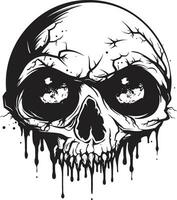 effroyable crâne noir terrifiant crâne logo effrayant zombi éblouissement vecteur effrayant tête conception