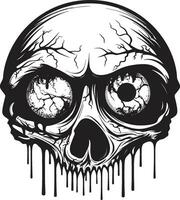 inquiétant zombi crâne terrifiant noir vecteur macabre horreur crâne noir terrifiant emblème