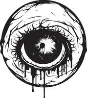 effrayant zombi regard terrifiant œil emblème sinistre regard noir vecteur effrayant œil