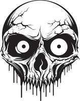 sinistre Mort-vivant crâne noir vecteur horreur emblème sinistre zombi visage terrifiant crâne icône