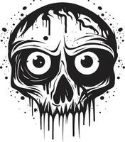 macabre zombi profil noir effrayant crâne logo terrifiant Mort-vivant grimace terrifiant noir vecteur