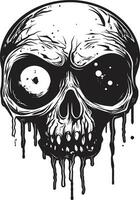 terrifiant Mort-vivant grimace terrifiant noir vecteur horrible zombi visage noir crâne icône conception