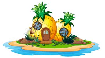 Maison d&#39;ananas sur l&#39;île vecteur