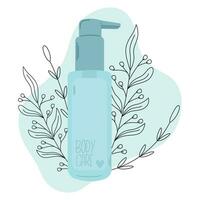 Plastique bouteille distributeur avec cosmétique lotion pour corps se soucier et hydratant. vecteur