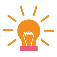 ampoule web icône sur lumière Contexte. idée symbole. électrique lampe, lumière, innovation, solution, Créatif pensée, électricité. vecteur