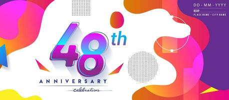 48ème ans anniversaire logo, vecteur conception anniversaire fête avec coloré géométrique Contexte et cercles forme.