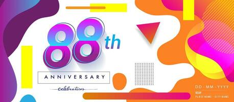 88ème ans anniversaire logo, vecteur conception anniversaire fête avec coloré géométrique Contexte et cercles forme.