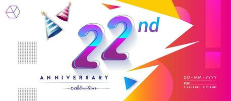22e ans anniversaire logo, vecteur conception anniversaire fête avec coloré géométrique Contexte et cercles forme.