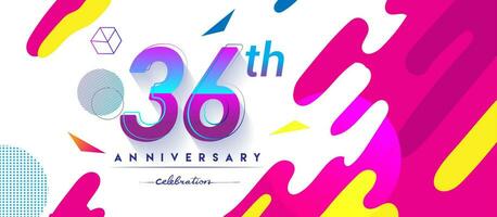 36e ans anniversaire logo, vecteur conception anniversaire fête avec coloré géométrique Contexte et cercles forme.
