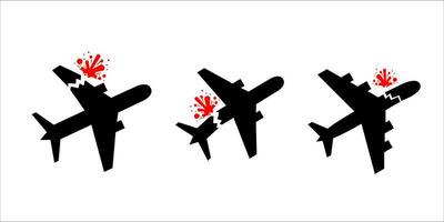 vecteur avion crash accident silhouette illustration icône