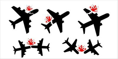 vecteur avion crash accident silhouette illustration icône