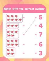 compter et faire correspondre les nombres modèle de feuille de calcul mathématique vecteur